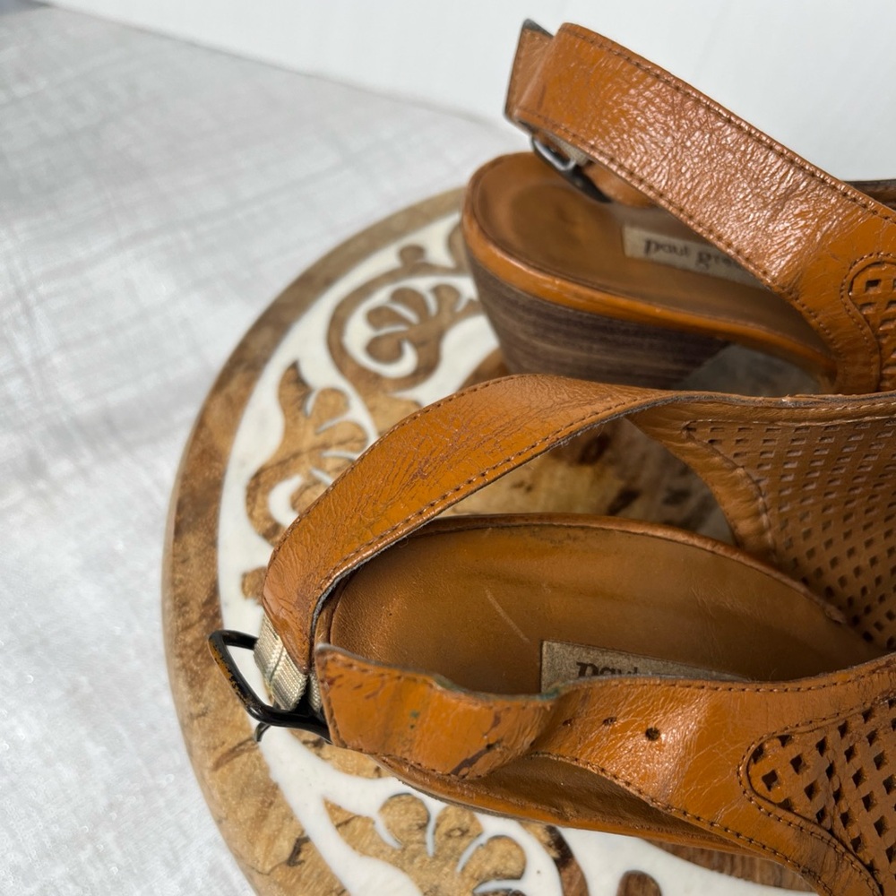 Paul Green Lois Slingback Perforated Leather Sandal Cognac Open Toe 6 UK 8.5 US - Picture 9 of 15